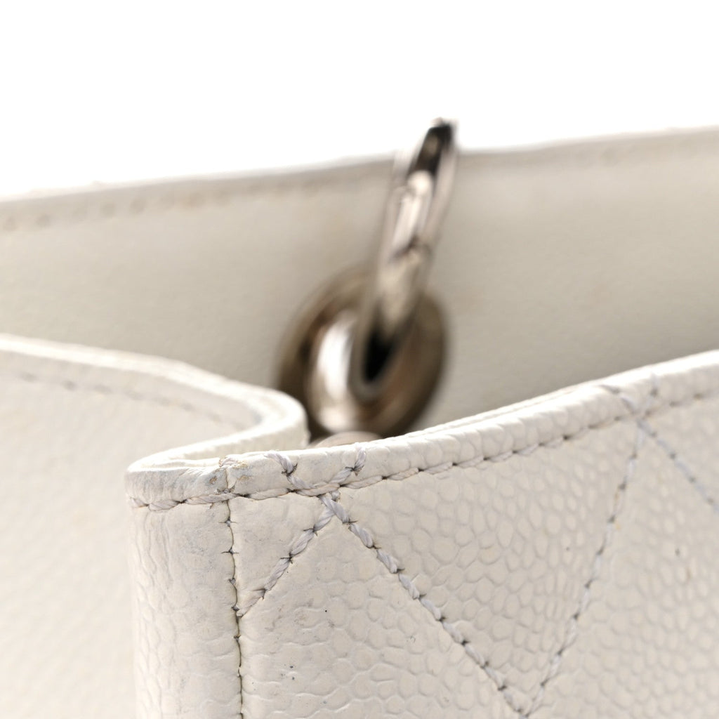 Caviar Quilted Grand Shopping Tote GST White