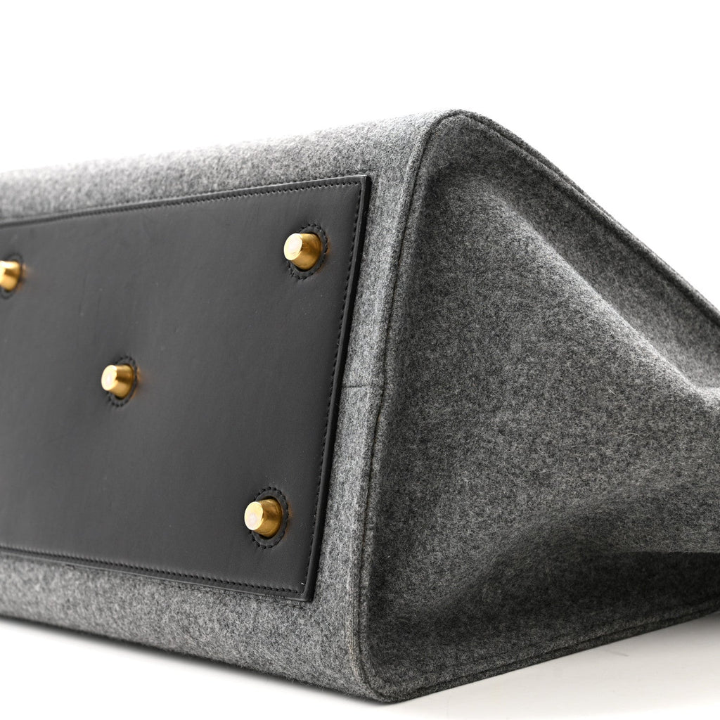 Felt Calfskin Medium Tie Knot Tote Grey Black