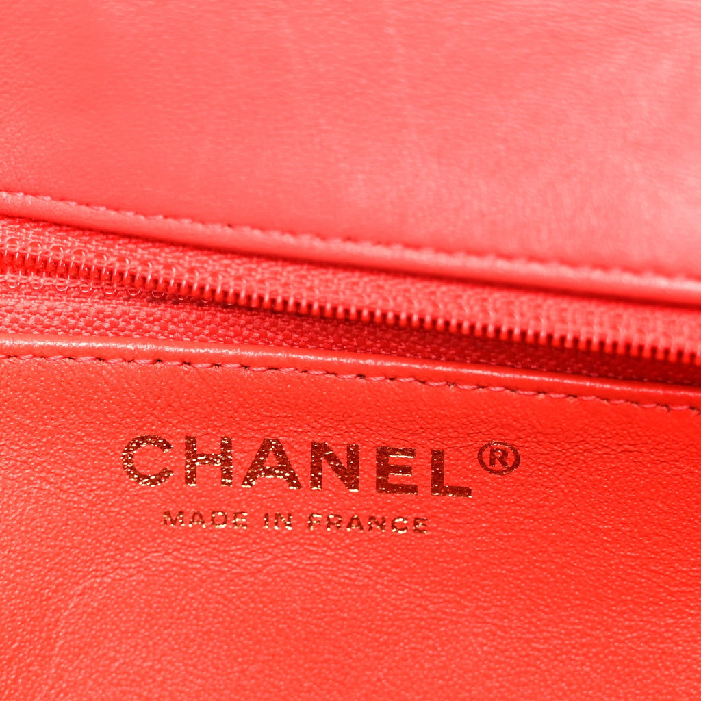 Lambskin Quilted Flap Clutch Red