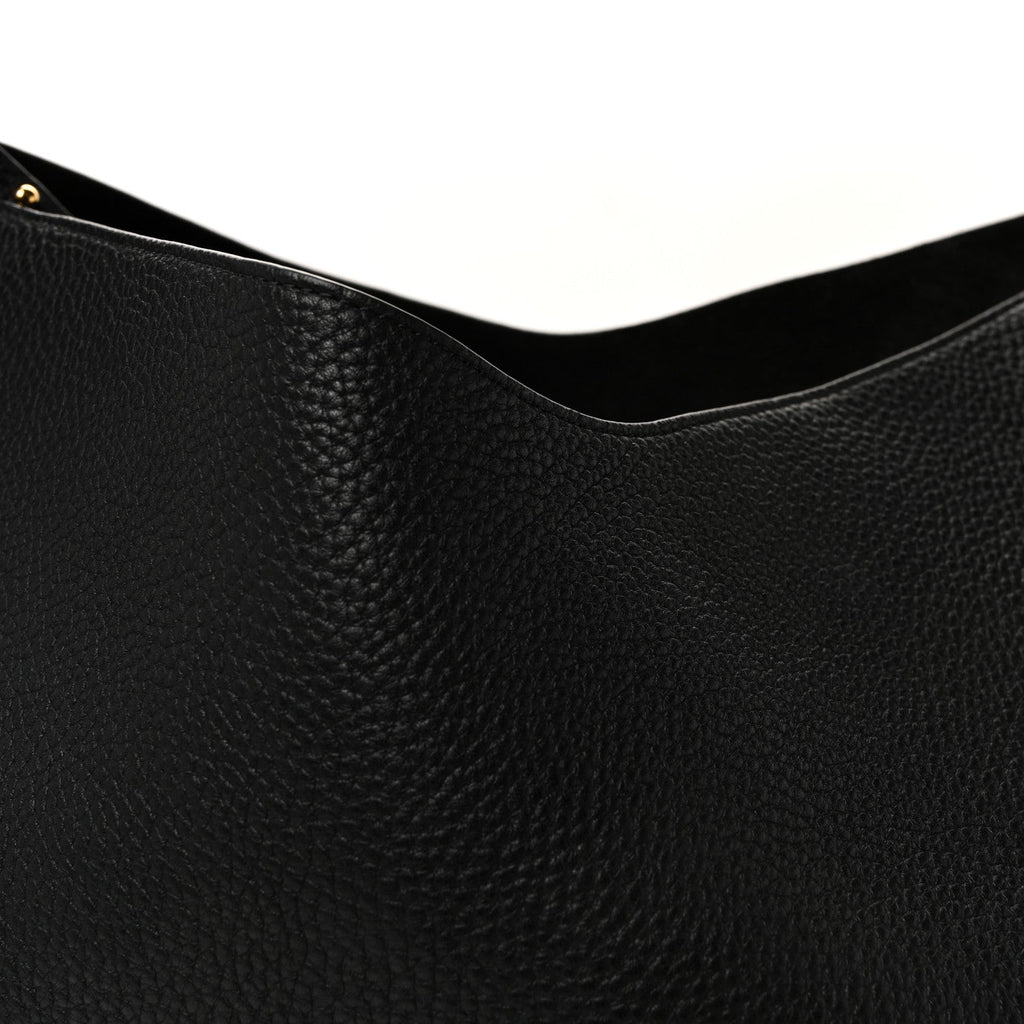 Pebbled Sport Calfskin Medium Lotus Tote Black