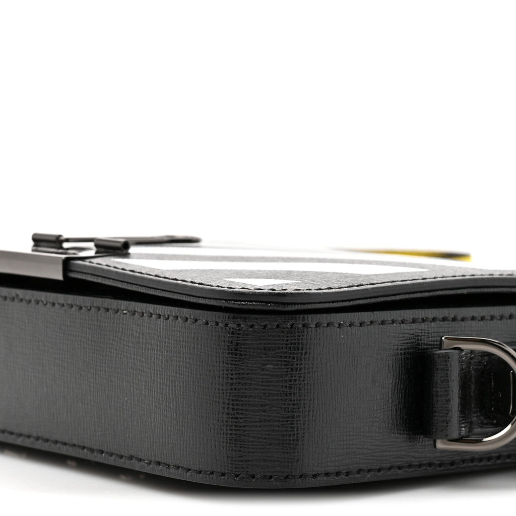 Saffiano Striped Mini Diag Binder Clip Bag Black White Yellow
