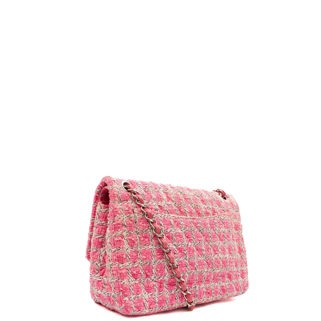 Chanel Shoulder Bag Classic Double Flap - Large in Pink, Tweed