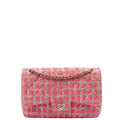 Chanel Shoulder Bag Classic Double Flap - Large in Pink, Tweed