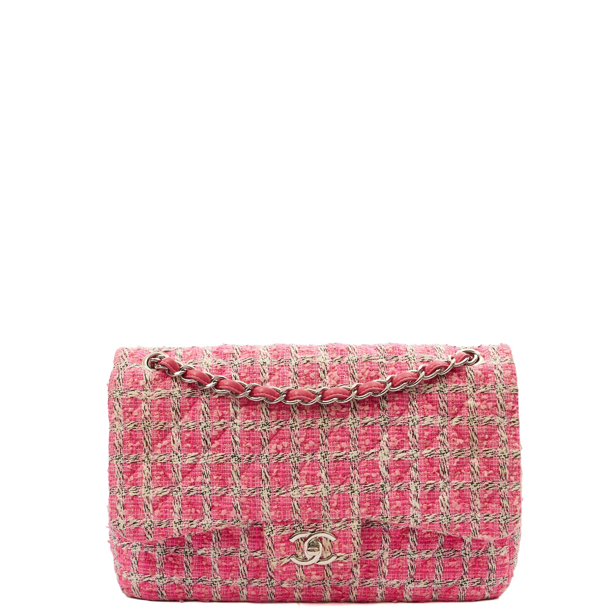 Chanel Shoulder Bag Classic Double Flap - Large in Pink, Tweed