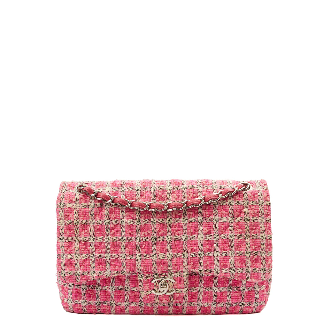 Chanel Shoulder Bag Classic Double Flap - Large in Pink, Tweed