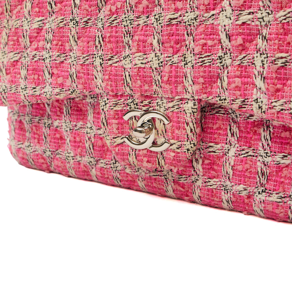 Chanel Shoulder Bag Classic Double Flap - Large in Pink, Tweed