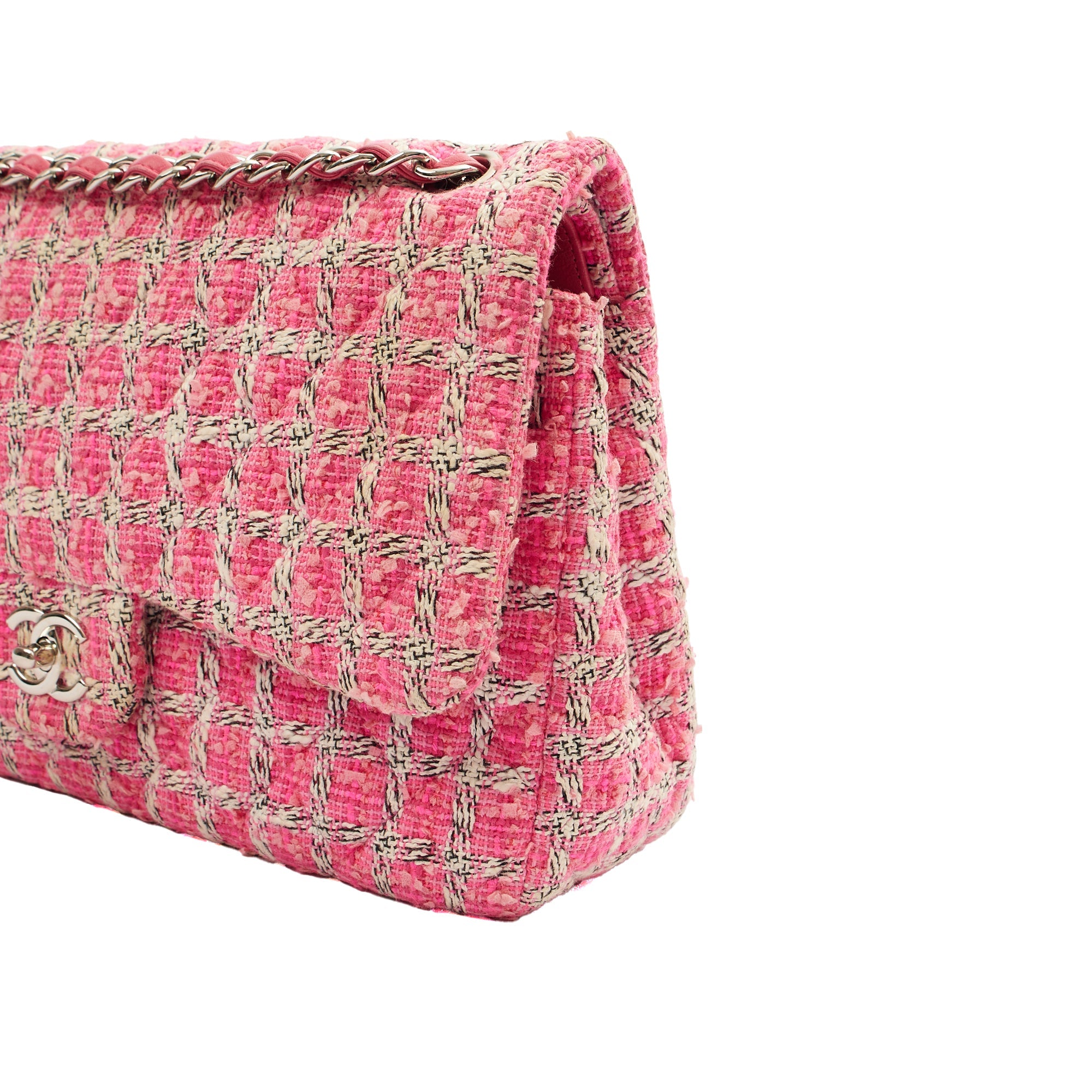Chanel Shoulder Bag Classic Double Flap - Large in Pink, Tweed