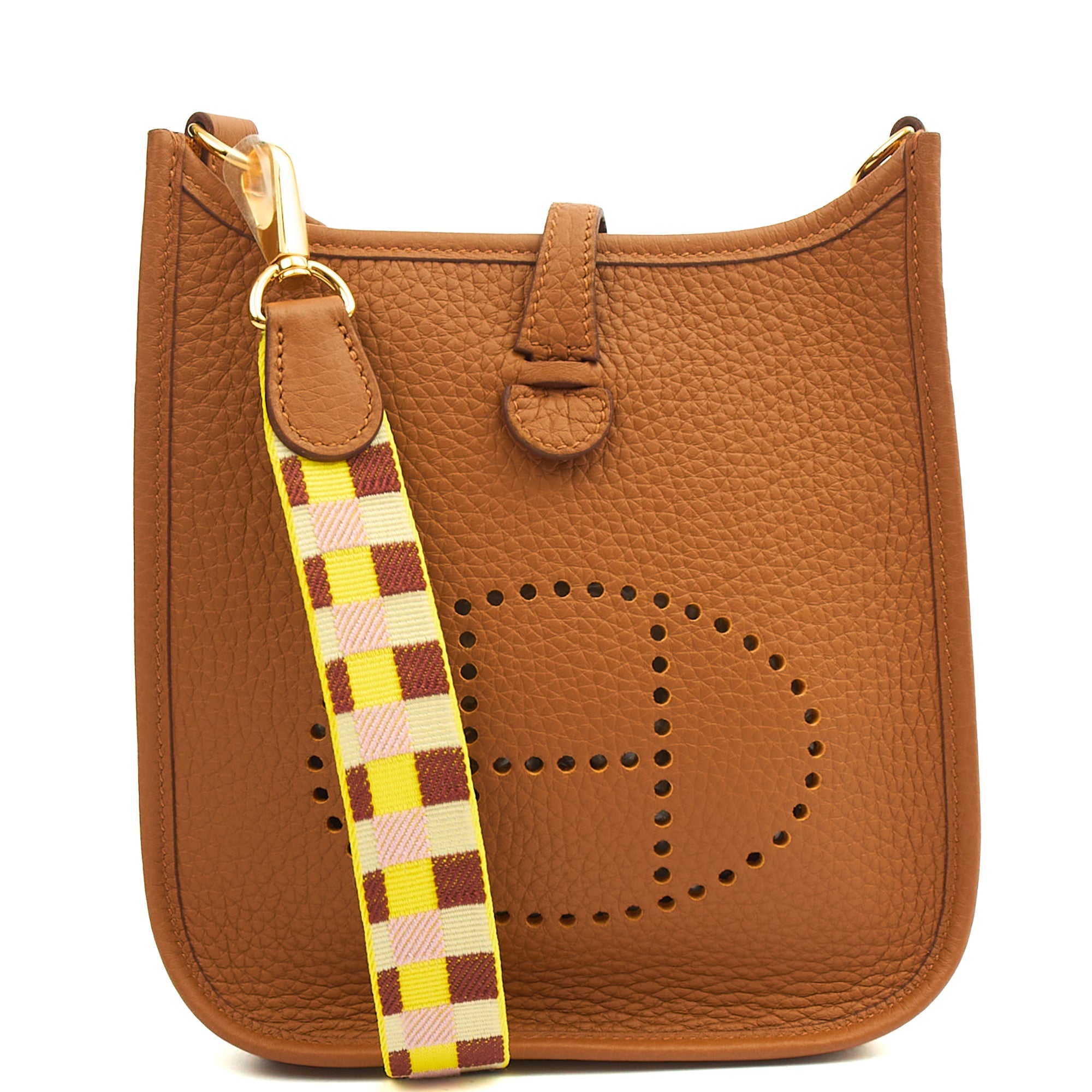Hermes Cross Body Evelyne 16 in Gold, Togo Leather