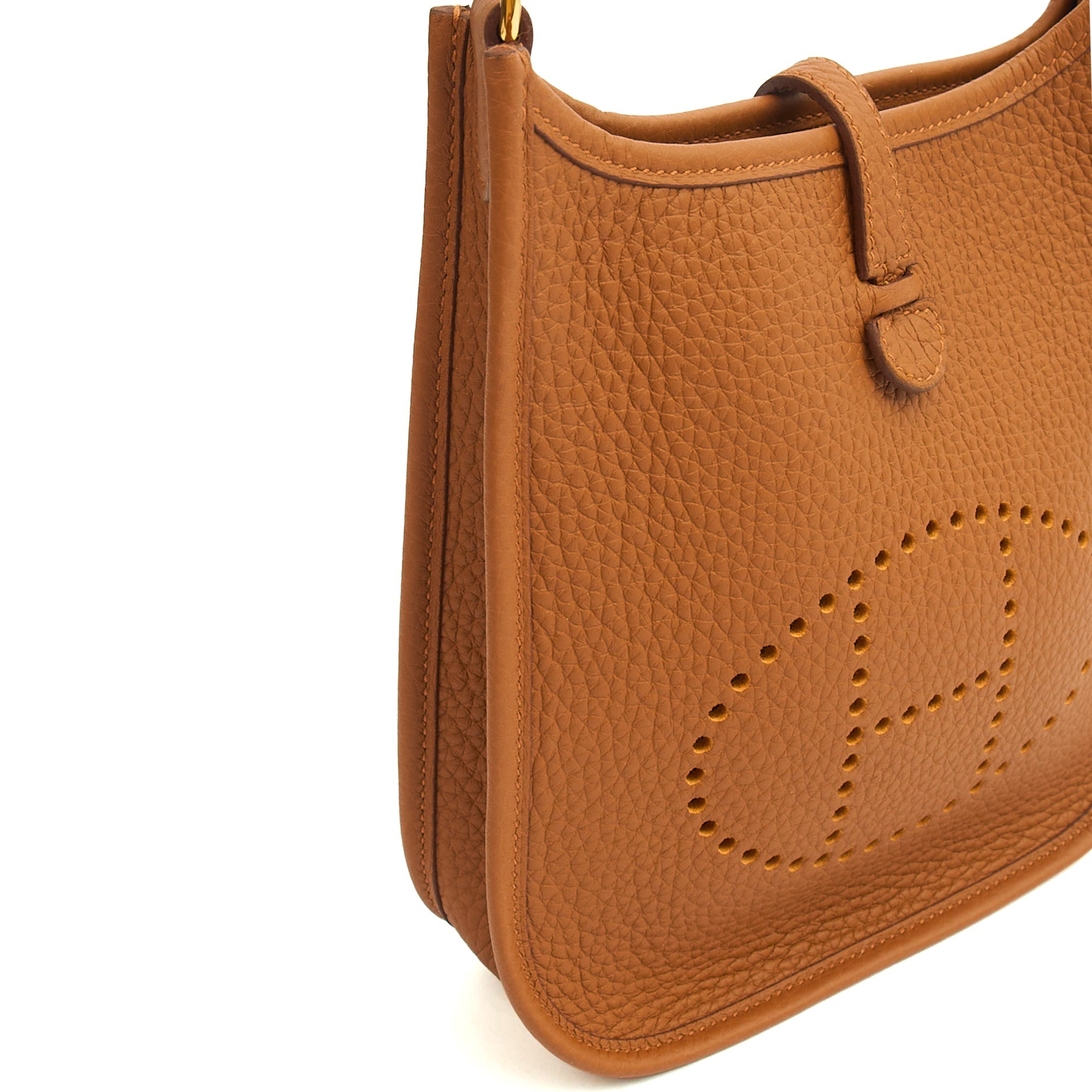Hermes Cross Body Evelyne 16 in Gold, Togo Leather
