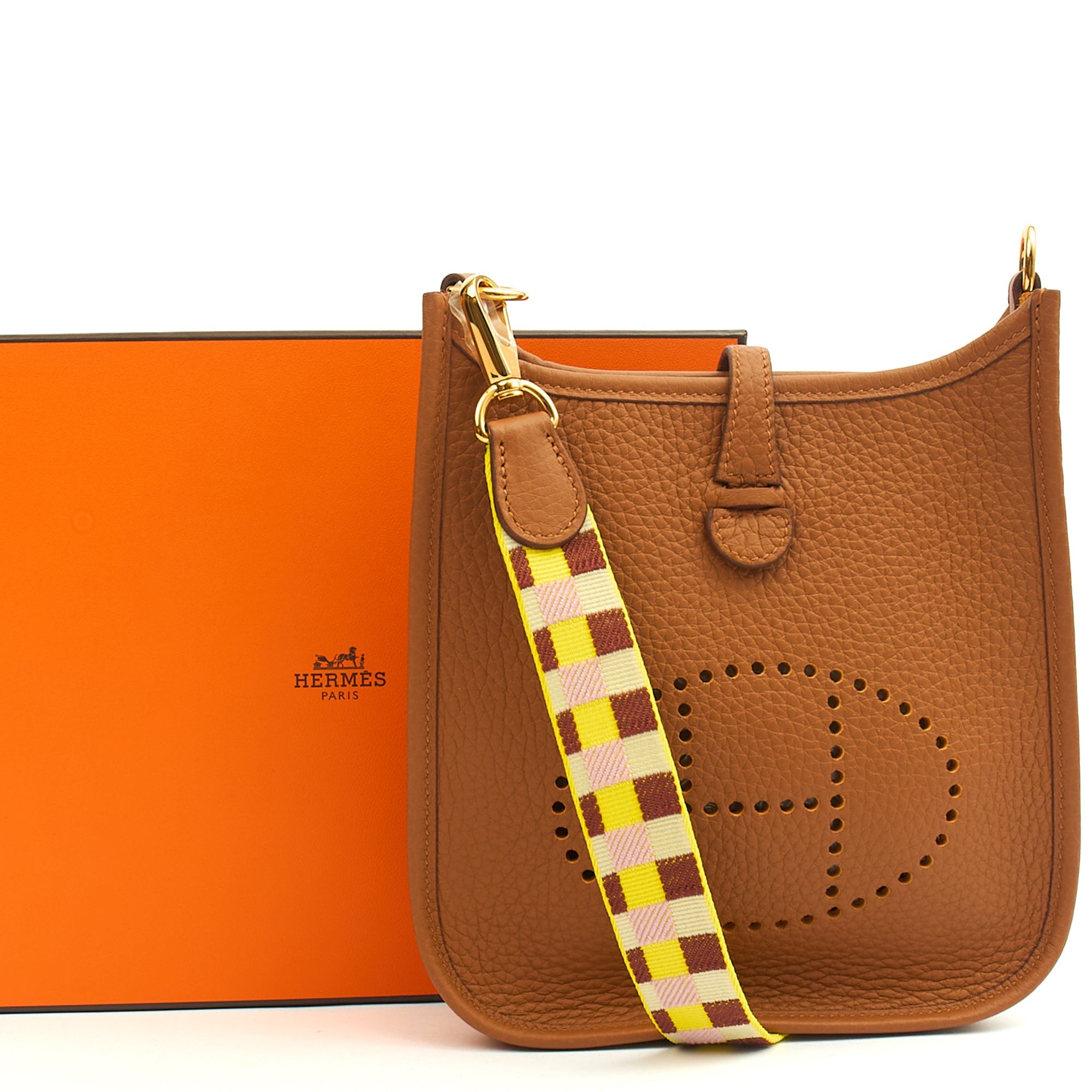 Hermes Cross Body Evelyne 16 in Gold, Togo Leather