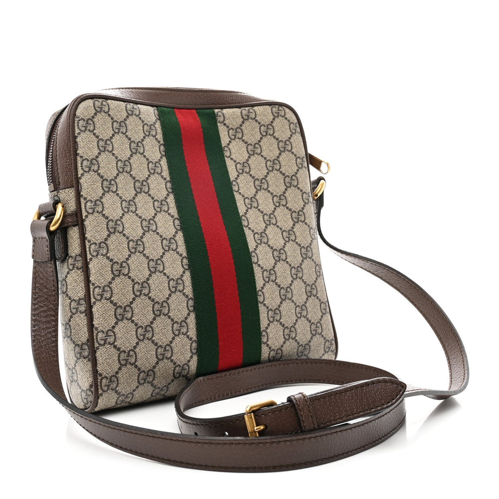 GG Supreme Monogram Web Small Ophidia Messenger Bag Brown