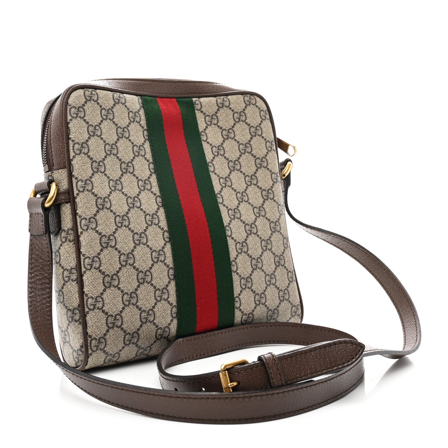 GG Supreme Monogram Web Small Ophidia Messenger Bag Brown