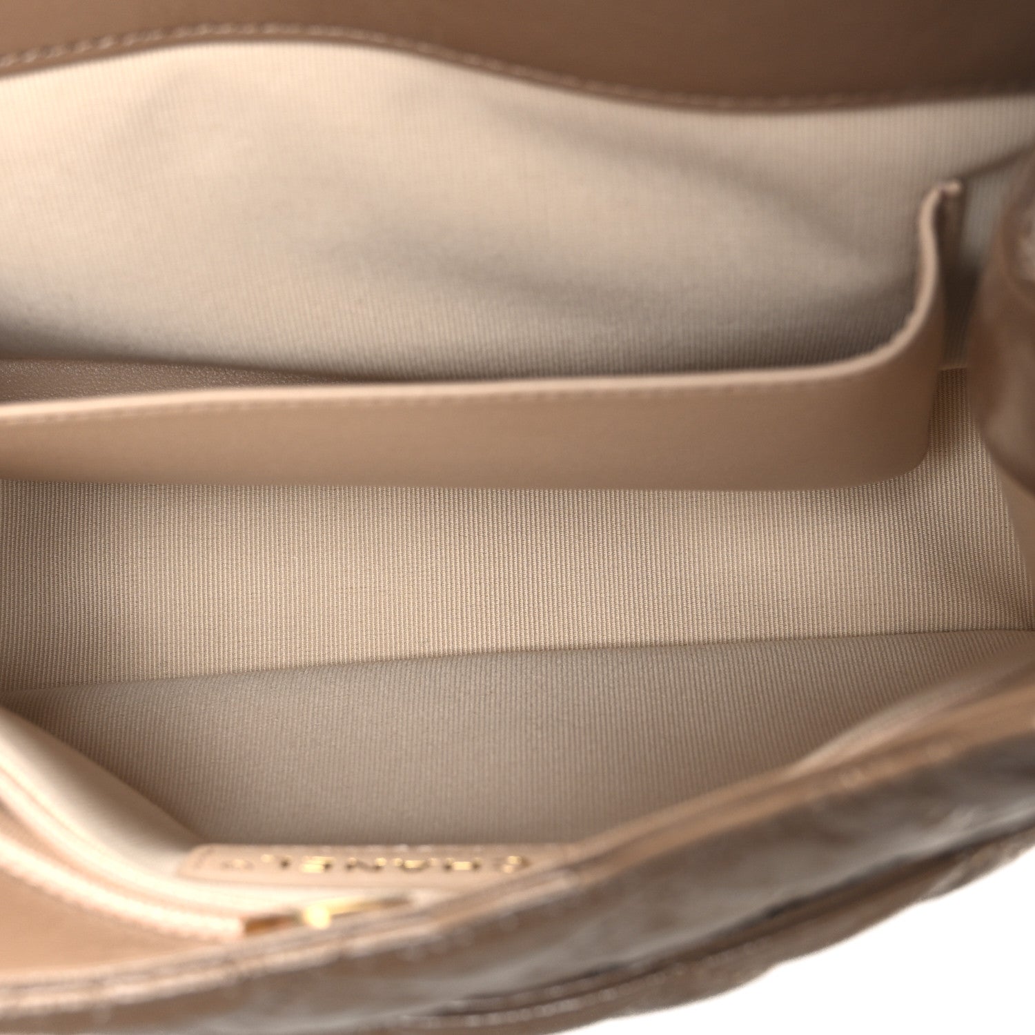 Shiny Crumpled Calfskin Quilted Wavy CC Hobo  Dark Beige