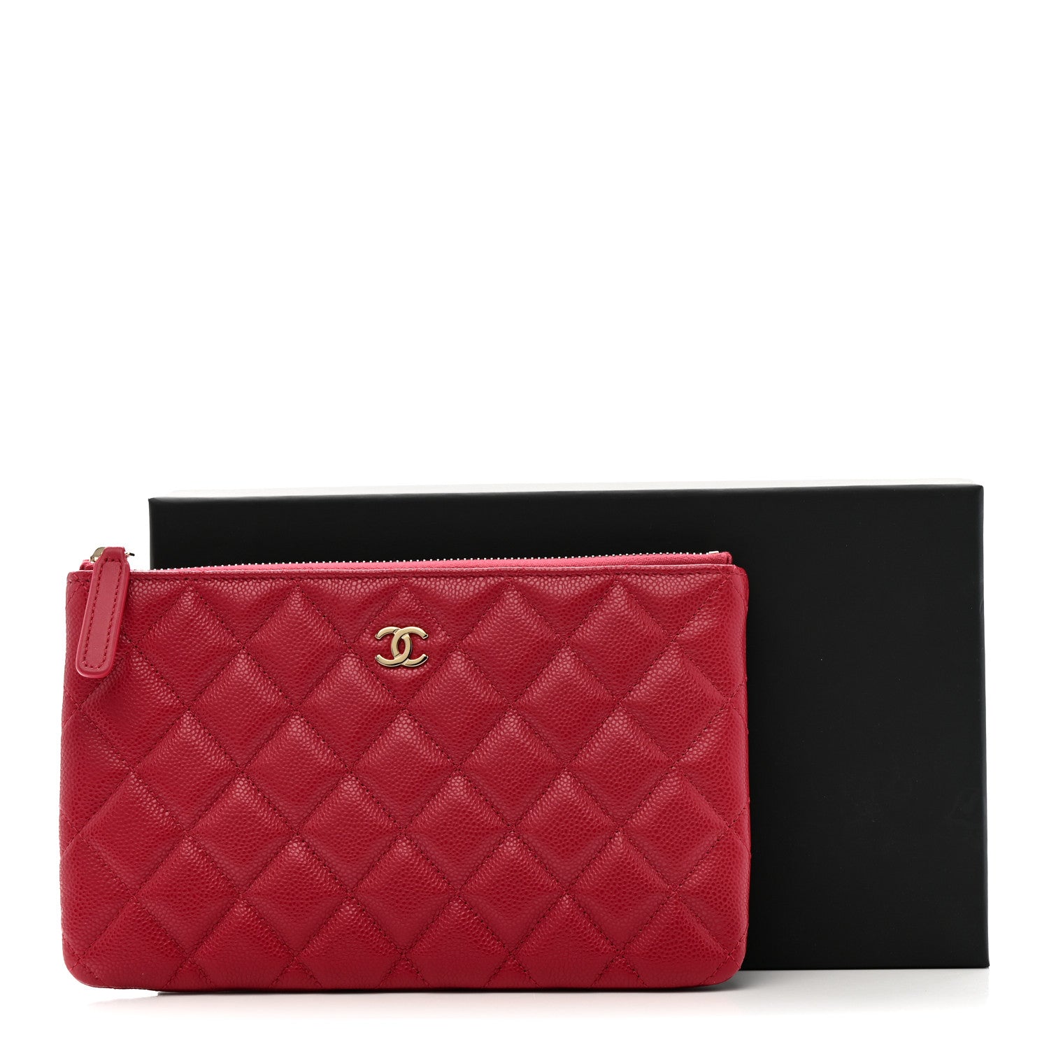 Caviar Quilted Small Zipped Pouch Pink