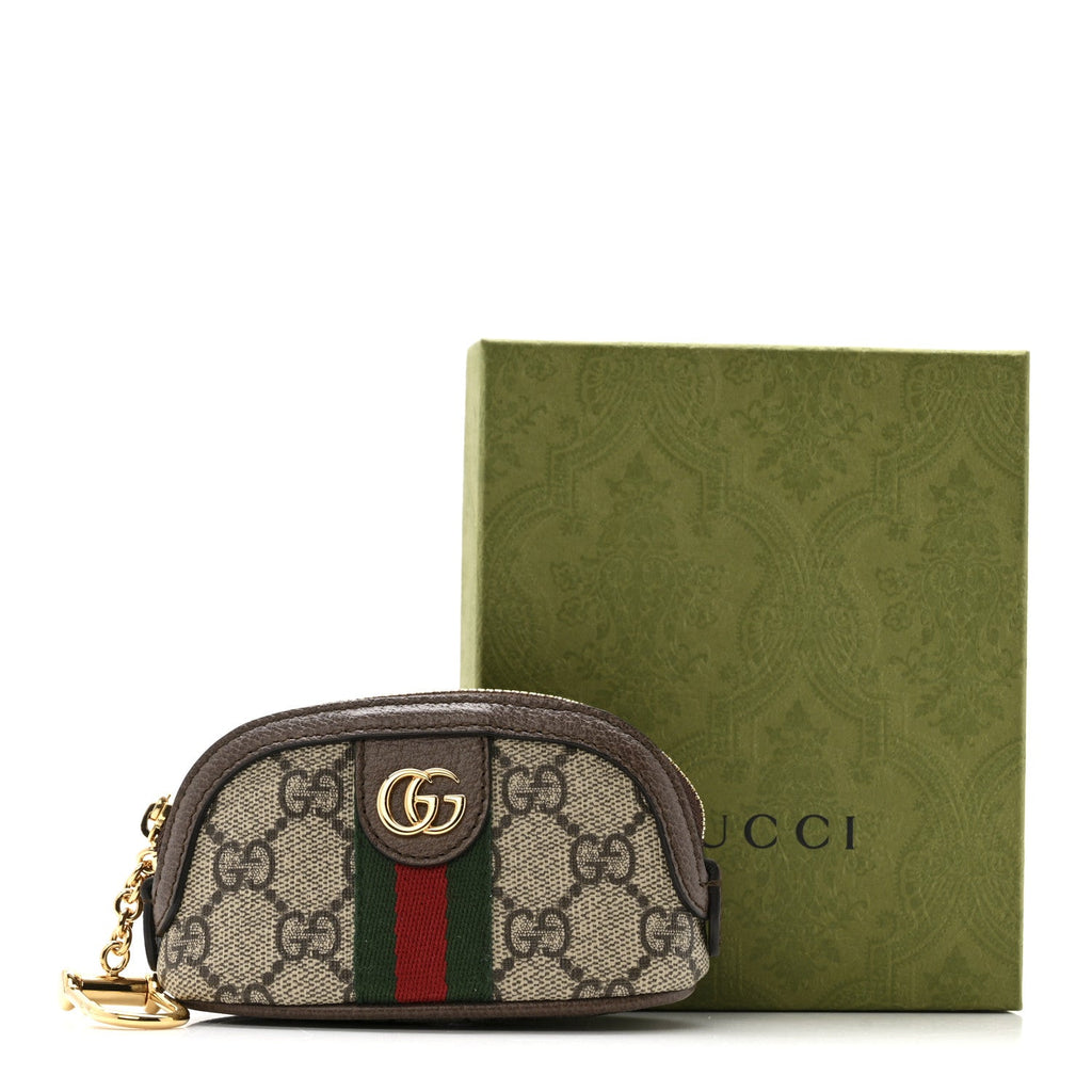 GG Supreme Monogram Web Ophidia Dome Key Pouch Beige New Acero