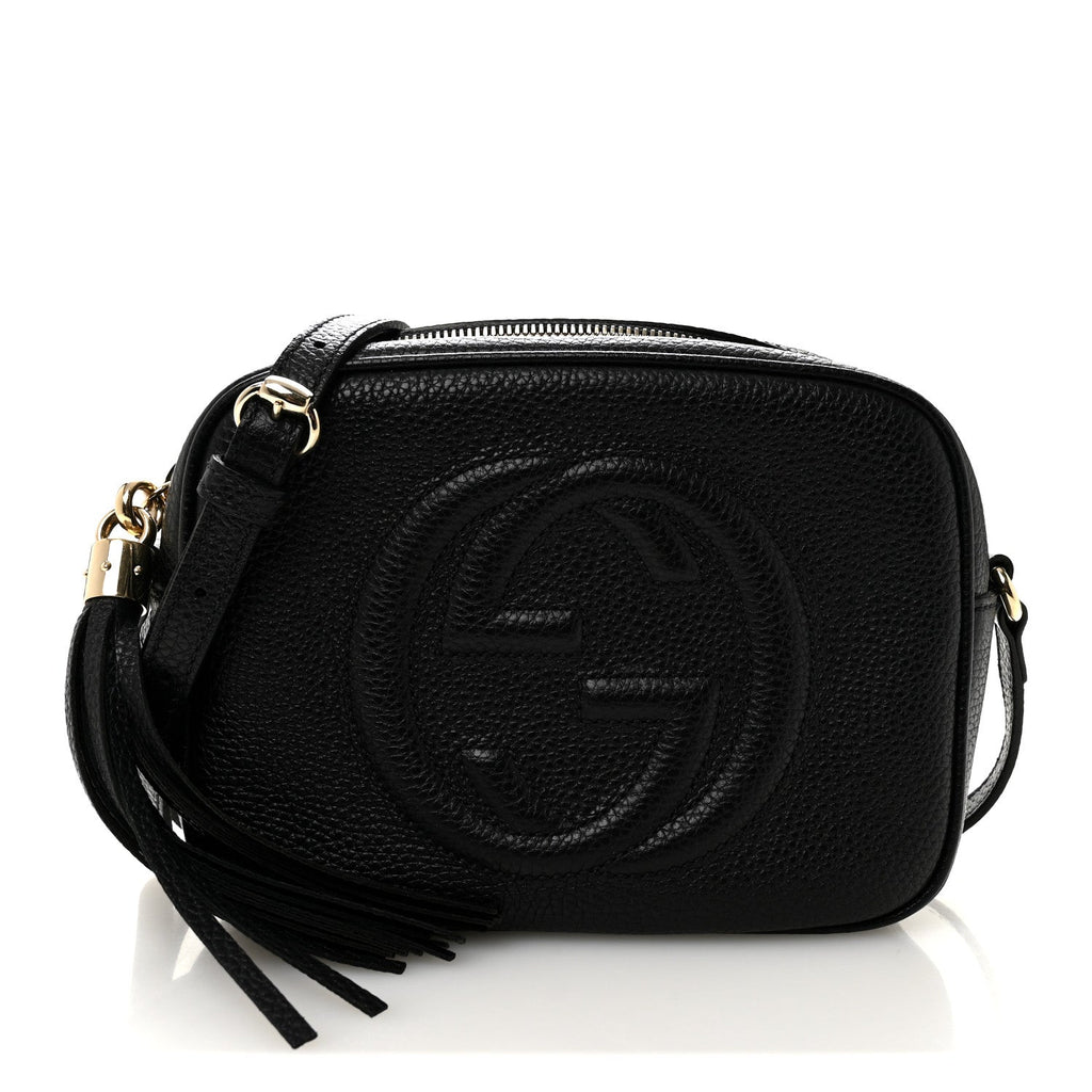 Pebbled Calfskin Small Soho Disco Bag Black