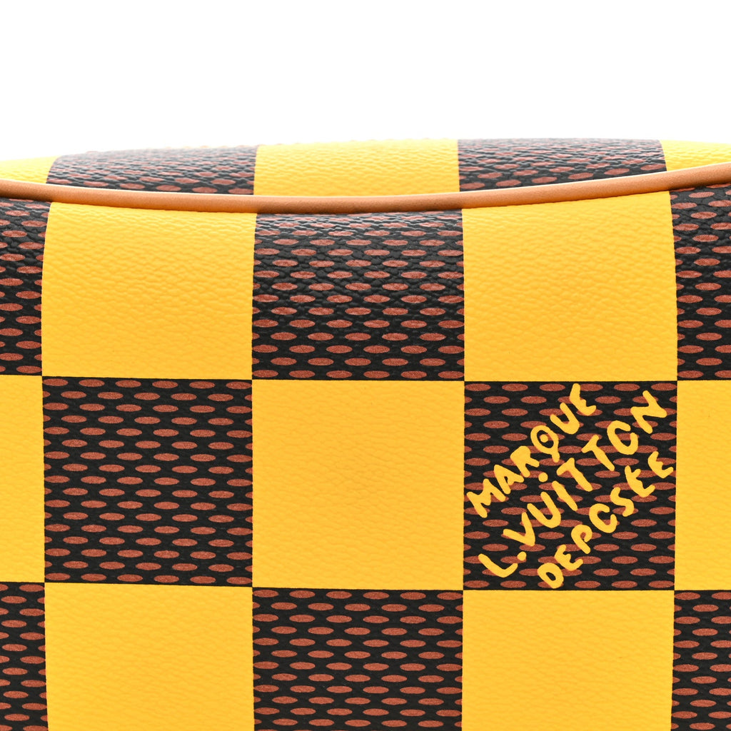 Damier Pop Dopp Kit Toilet Pouch Jaune Mat
