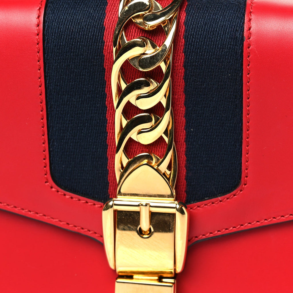 Calfskin Small Sylvie Shoulder Bag Hibiscus Red