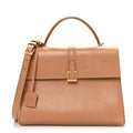 Shiny Calfskin Le Fermoir Top Handle Bag Vintage Brown