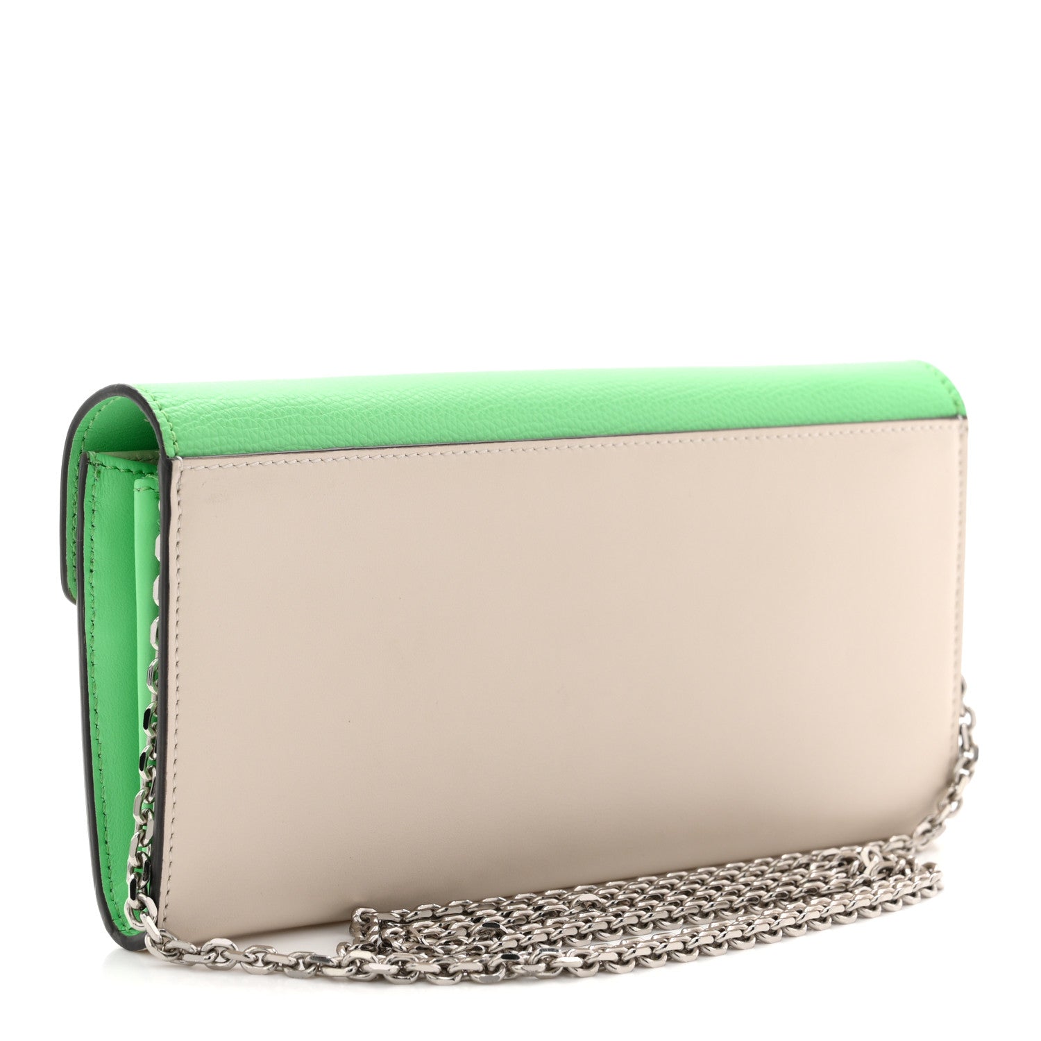 Vitello King Cruise FF Diamonds Continental Envelope Wallet On Chain Latte Edamame