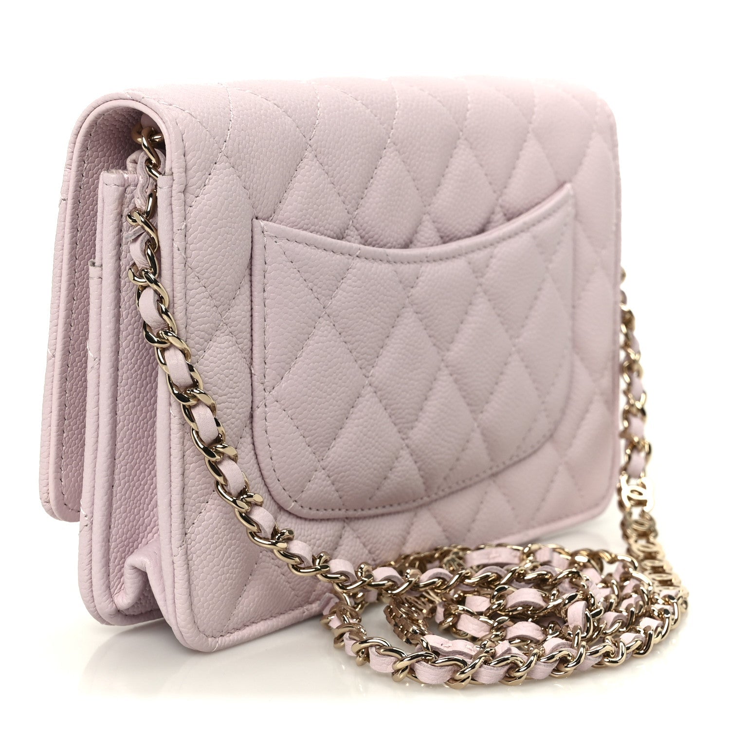 Caviar Quilted Tiny CC Wallet On Chain WOC Light Pink