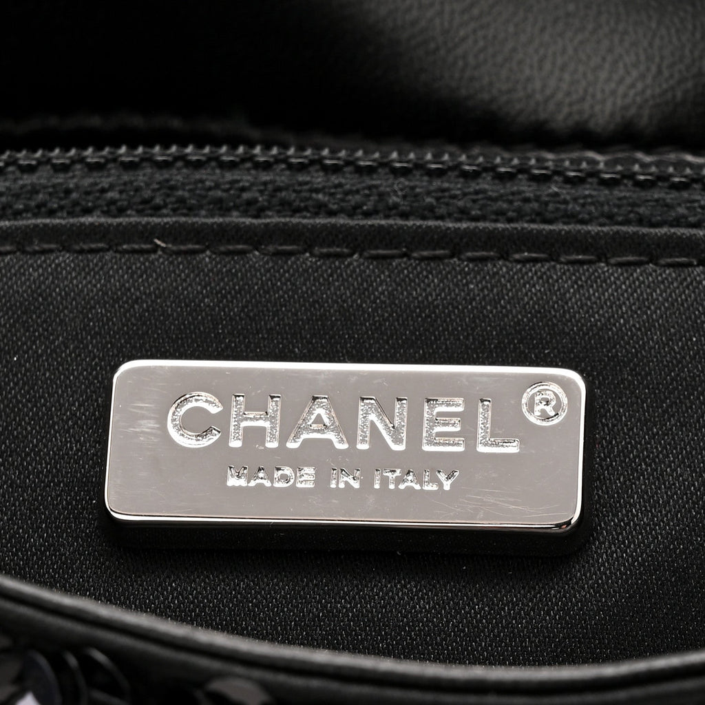Sequins Chevron Mini Rectangular Flap Black