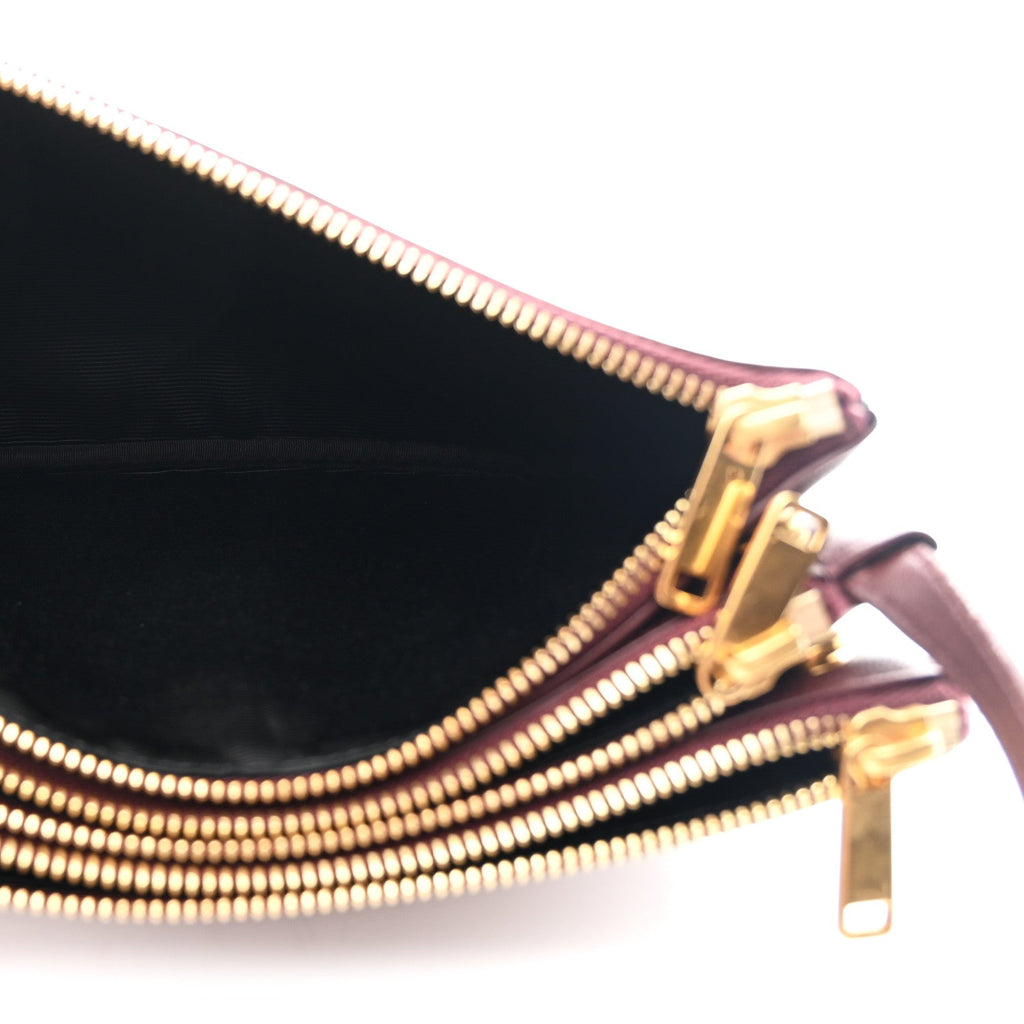 Lambskin Small Trio Crossbody Bag Burgundy