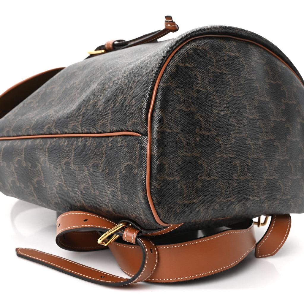 Triomphe Canvas Calfskin Folco Backpack Tan