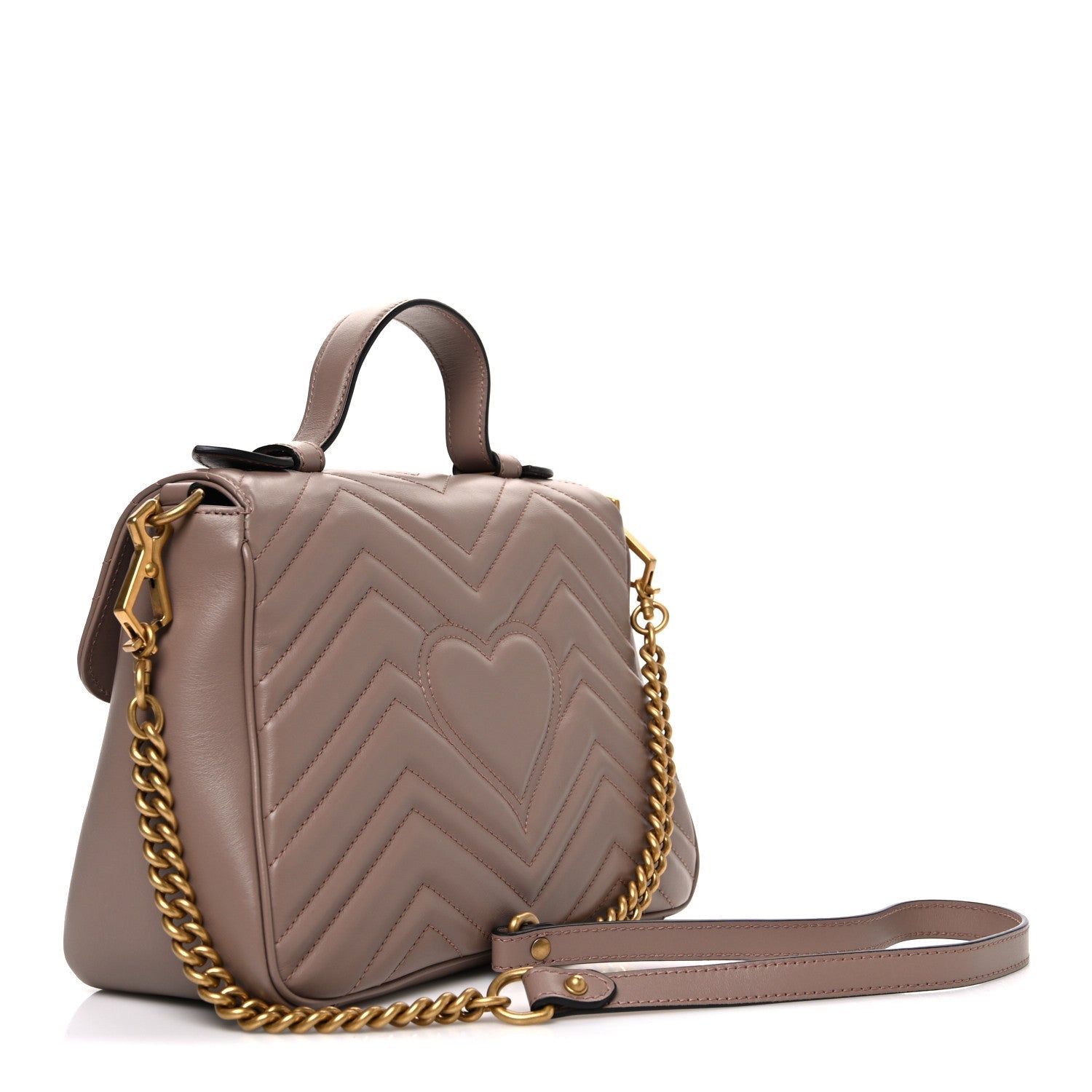 Calfskin Matelasse Small GG Marmont Top Handle Shoulder Bag Porcelain Rose