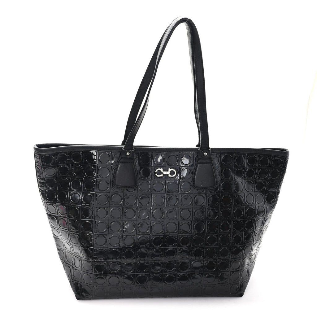 Patent Gancini Embossed Tote Black