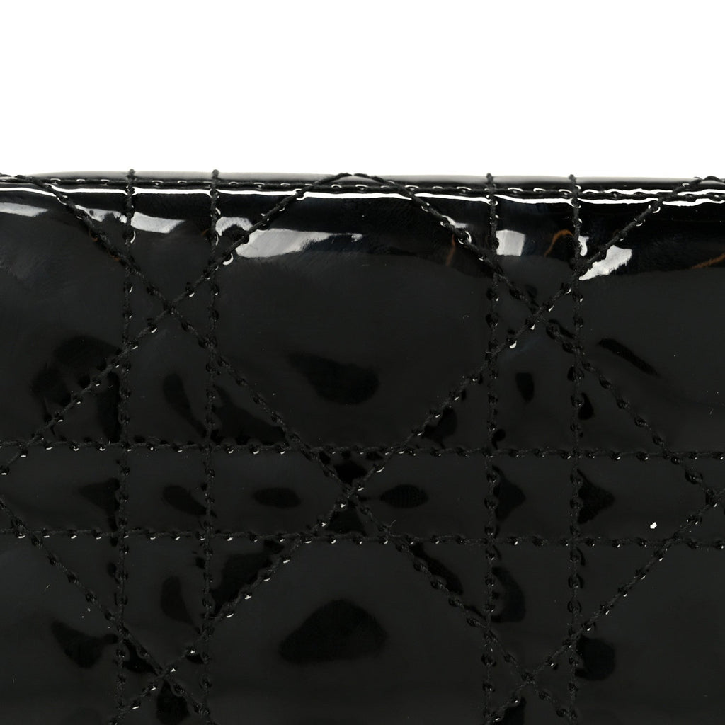 Patent Cannage Small Lady Dior Flap  Holder Black