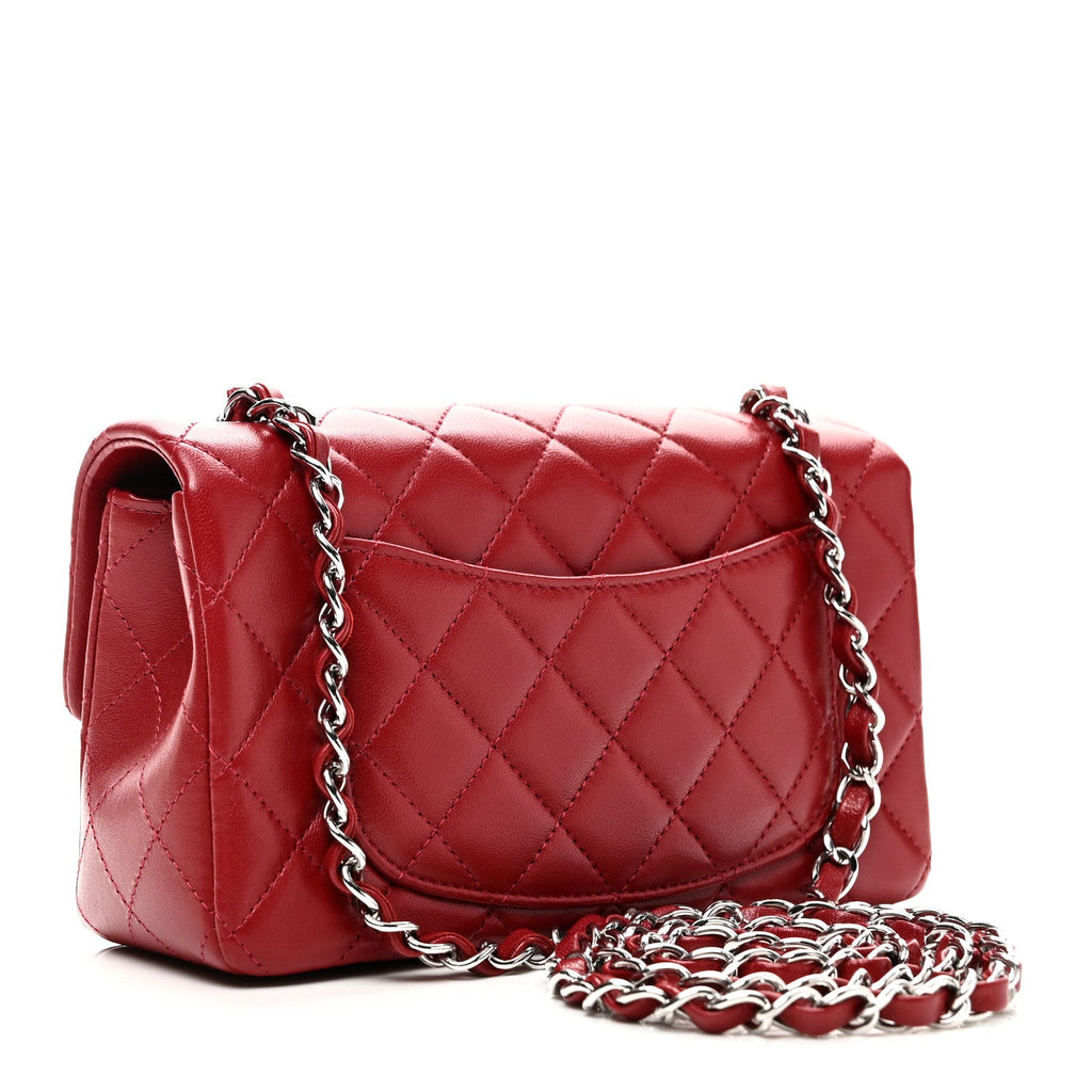 Lambskin Quilted Mini Rectangular Flap Red