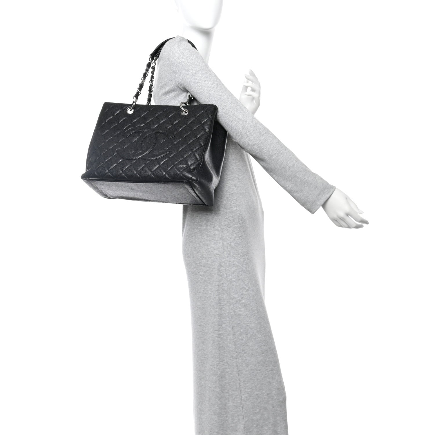 Caviar Quilted Grand Shopping Tote GST Black