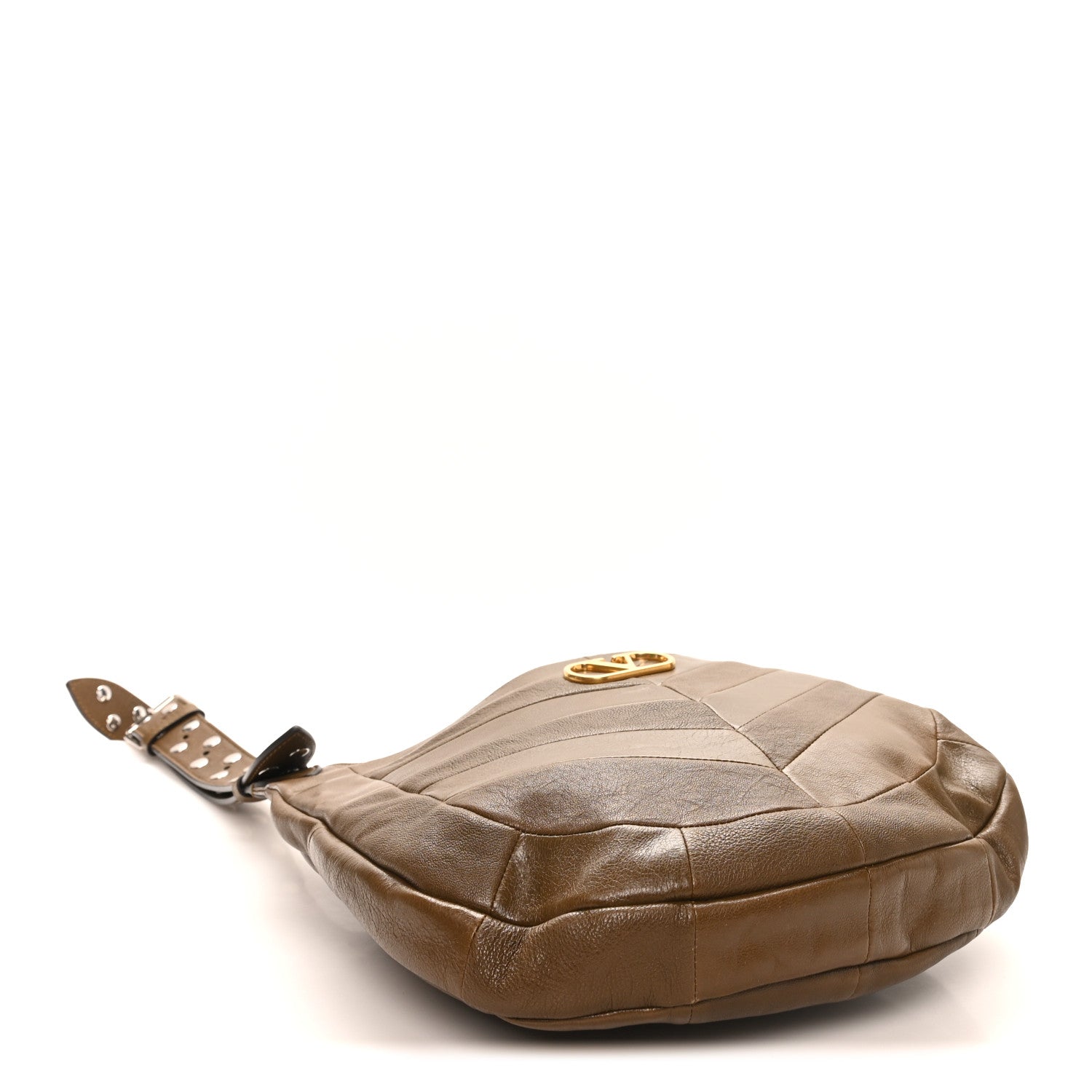 Shiny Nappa Chevron Patchwork Small Hoboho Bag Tundra