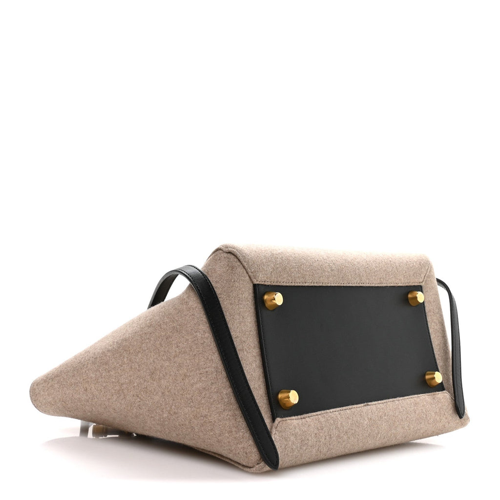 Felt Smooth Calfskin Mini Belt Bag Beige