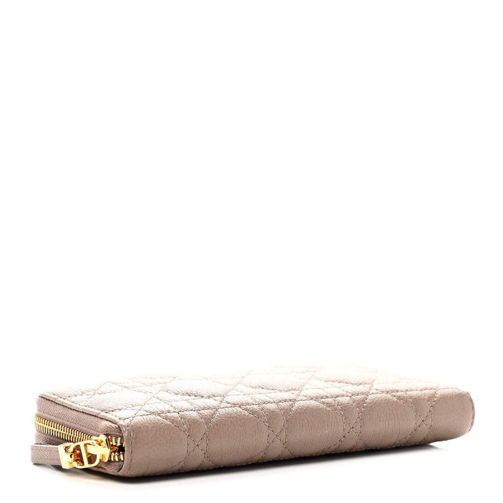 Grained Calfskin Supple Cannage Caro Zip Wallet Taupe