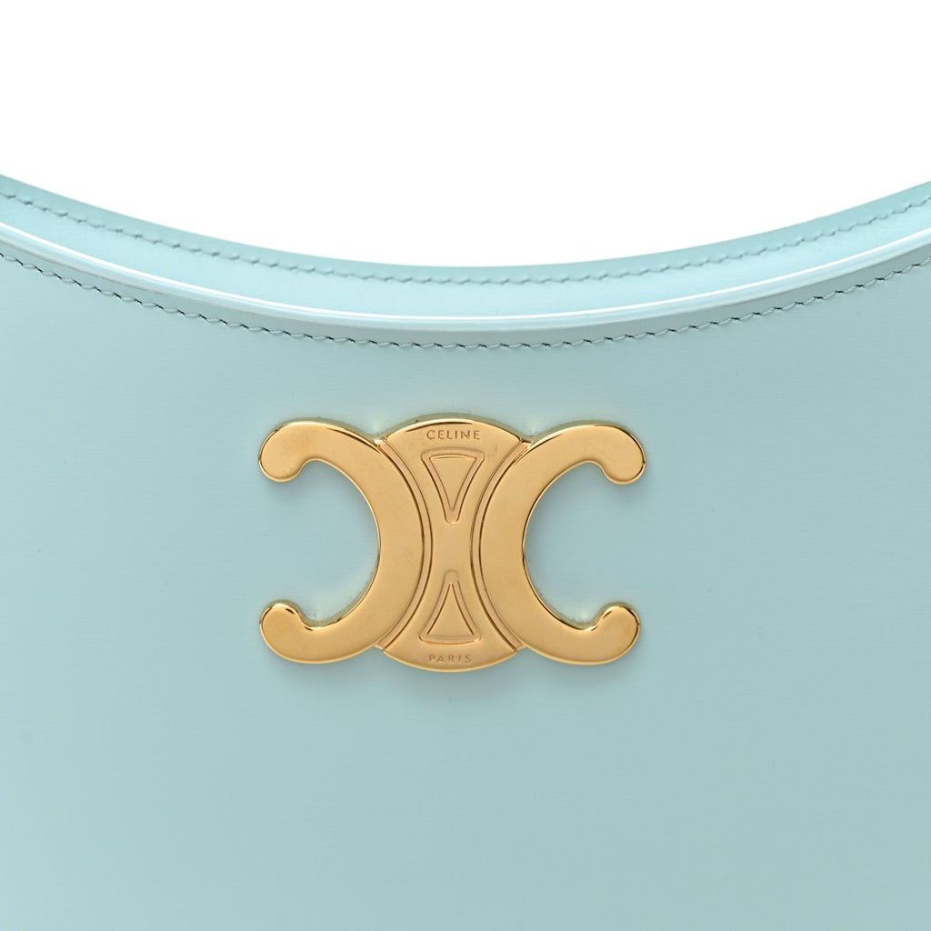 Shiny Calfskin Medium Tilly Triomphe Shoulder Bag Light Blue