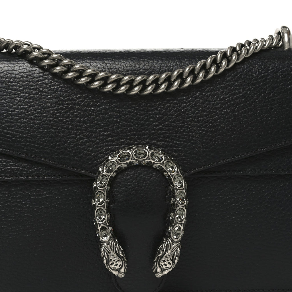 Pebbled Calfskin Small Dionysus Shoulder Bag Black