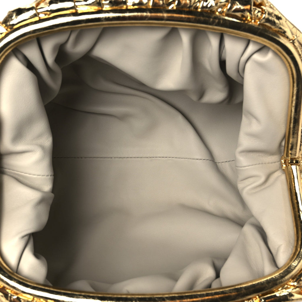 Metallic Crinkled Lambskin The Pouch Oversized Clutch Oro