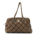 Calfskin Bubble Quilt Bowler Brown