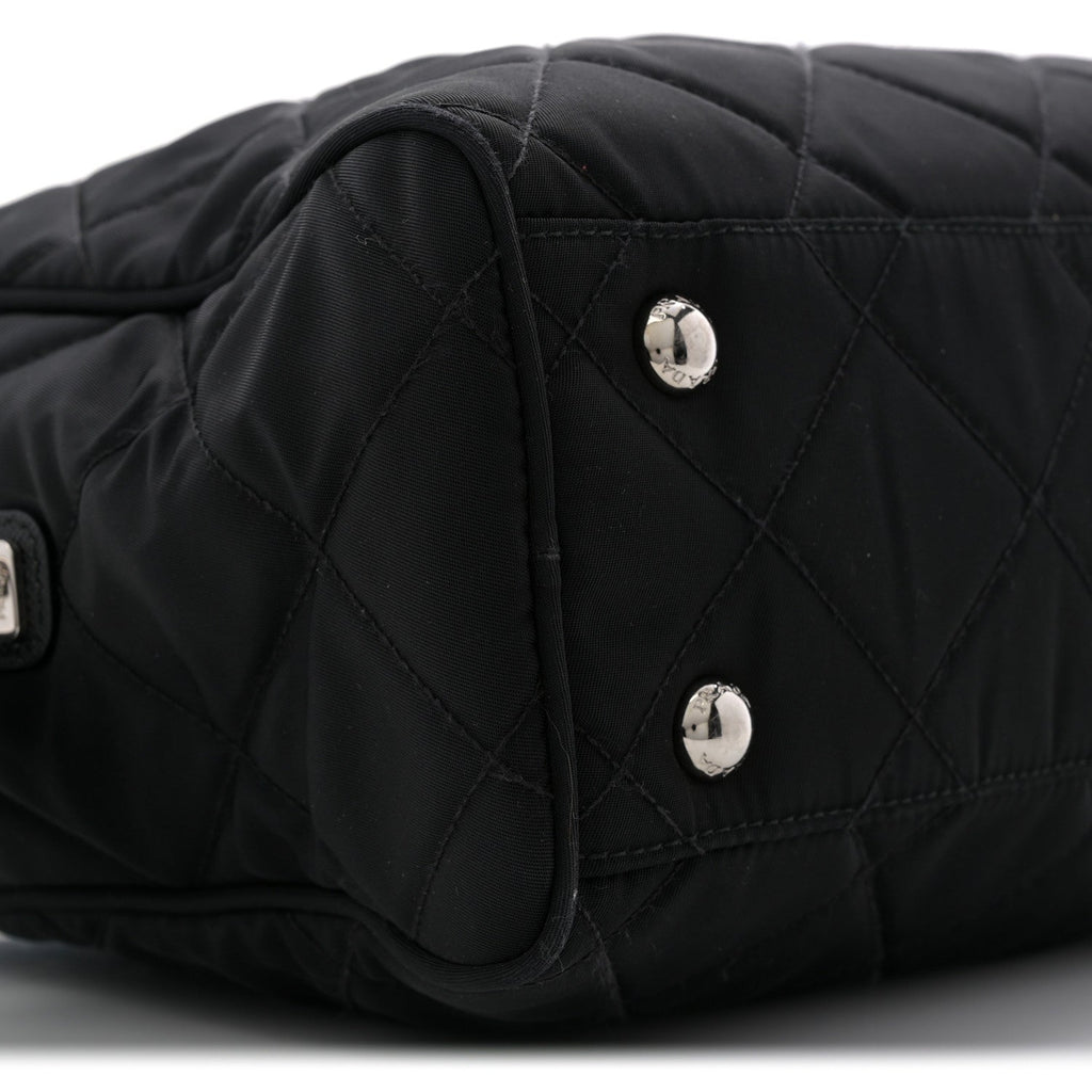 Nylon Tessuto Impuntu Quilted Shoulder Bag Black
