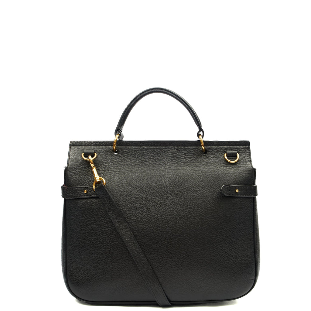 Mulberry Top Handle Amberley Satchel in Black, Calfskin Leather