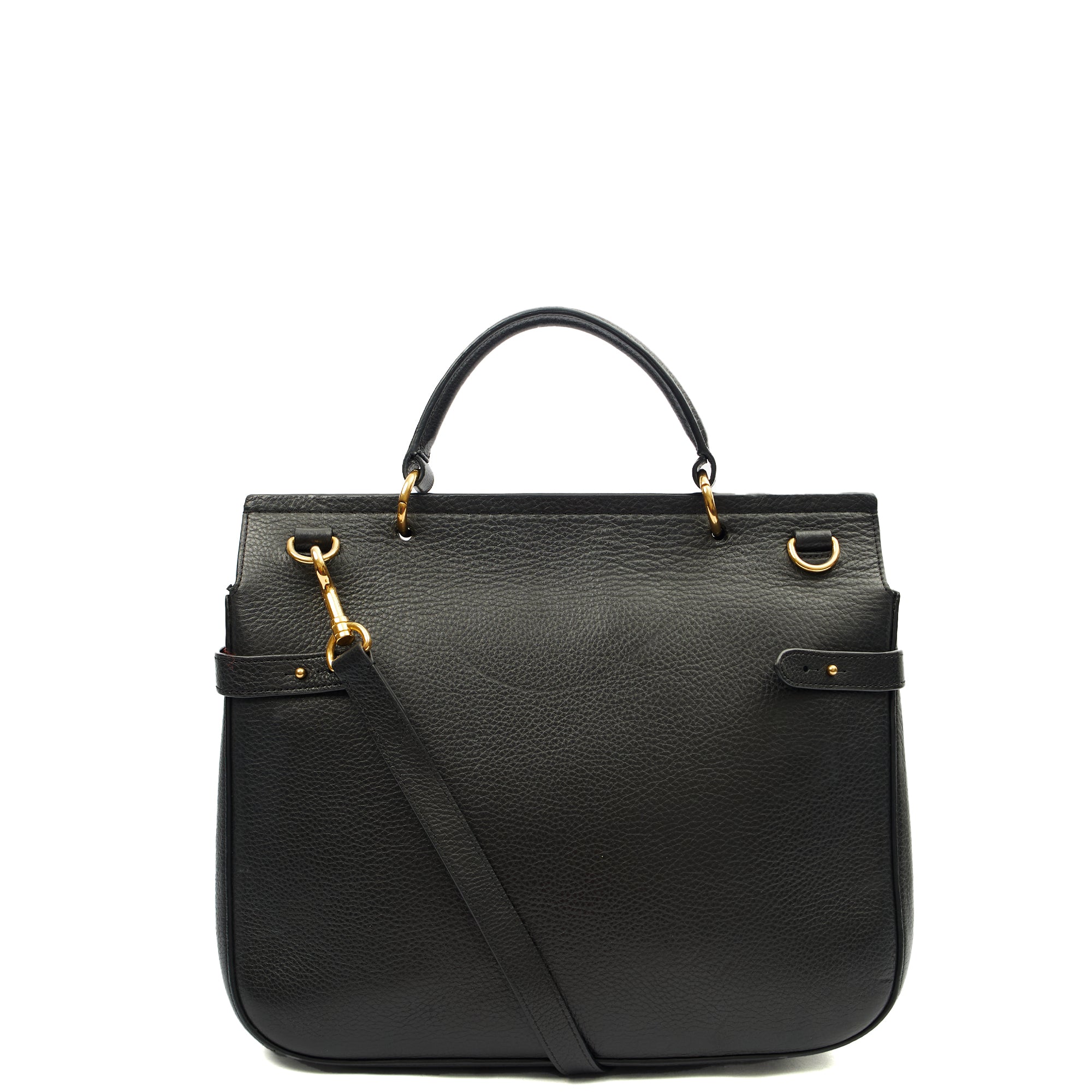 Mulberry Top Handle Amberley Satchel in Black, Calfskin Leather