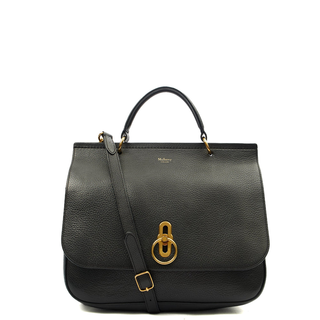 Mulberry Top Handle Amberley Satchel in Black, Calfskin Leather