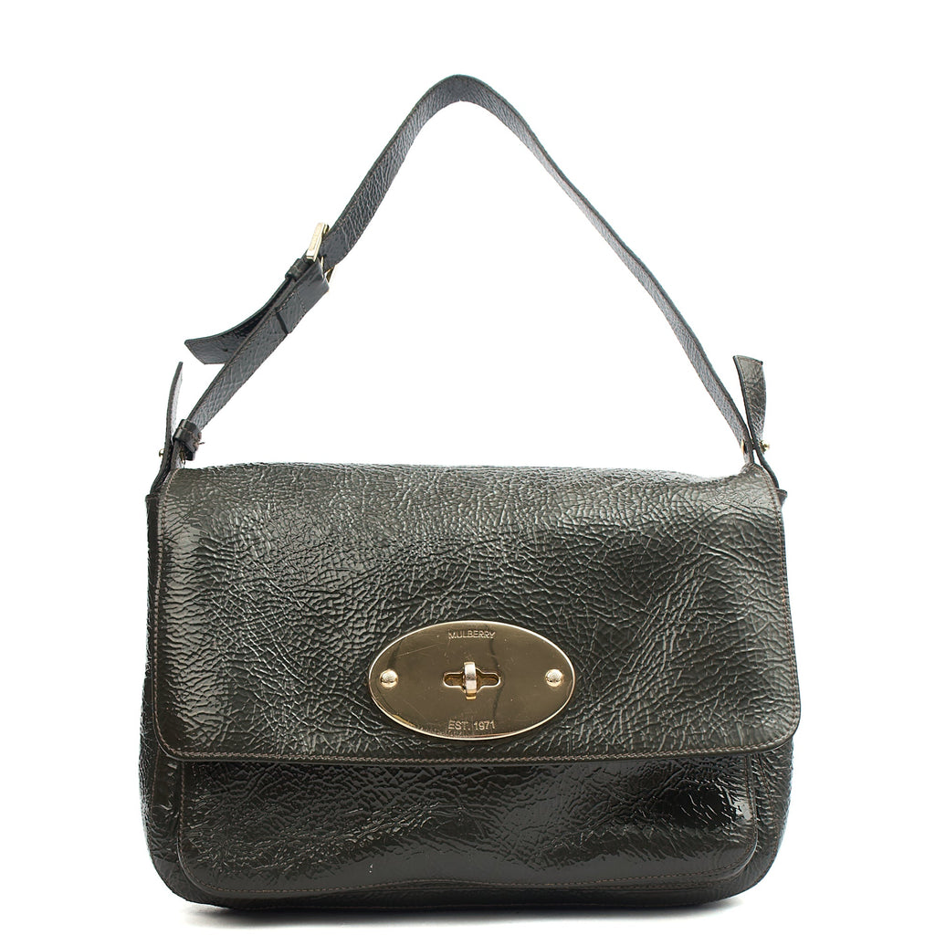 Mulberry Satchel Bayswater - Oversized Clutch in Grey, Patent Leather