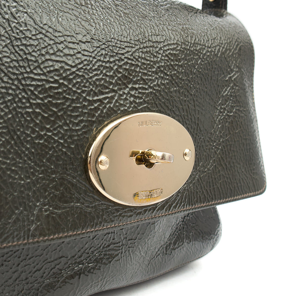 Mulberry Satchel Bayswater - Oversized Clutch in Grey, Patent Leather