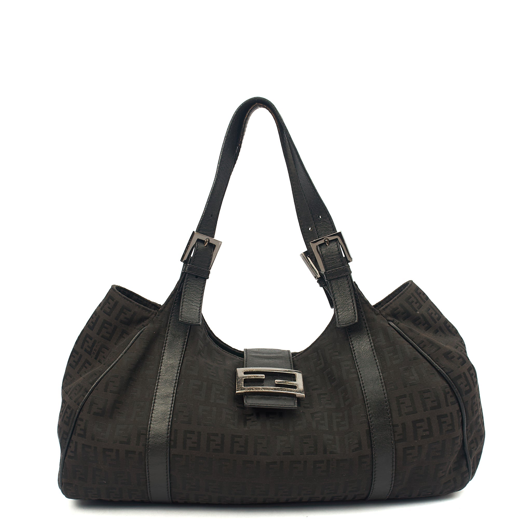 Fendi Shoulder Bag Zucca Tote in Black, Fabric