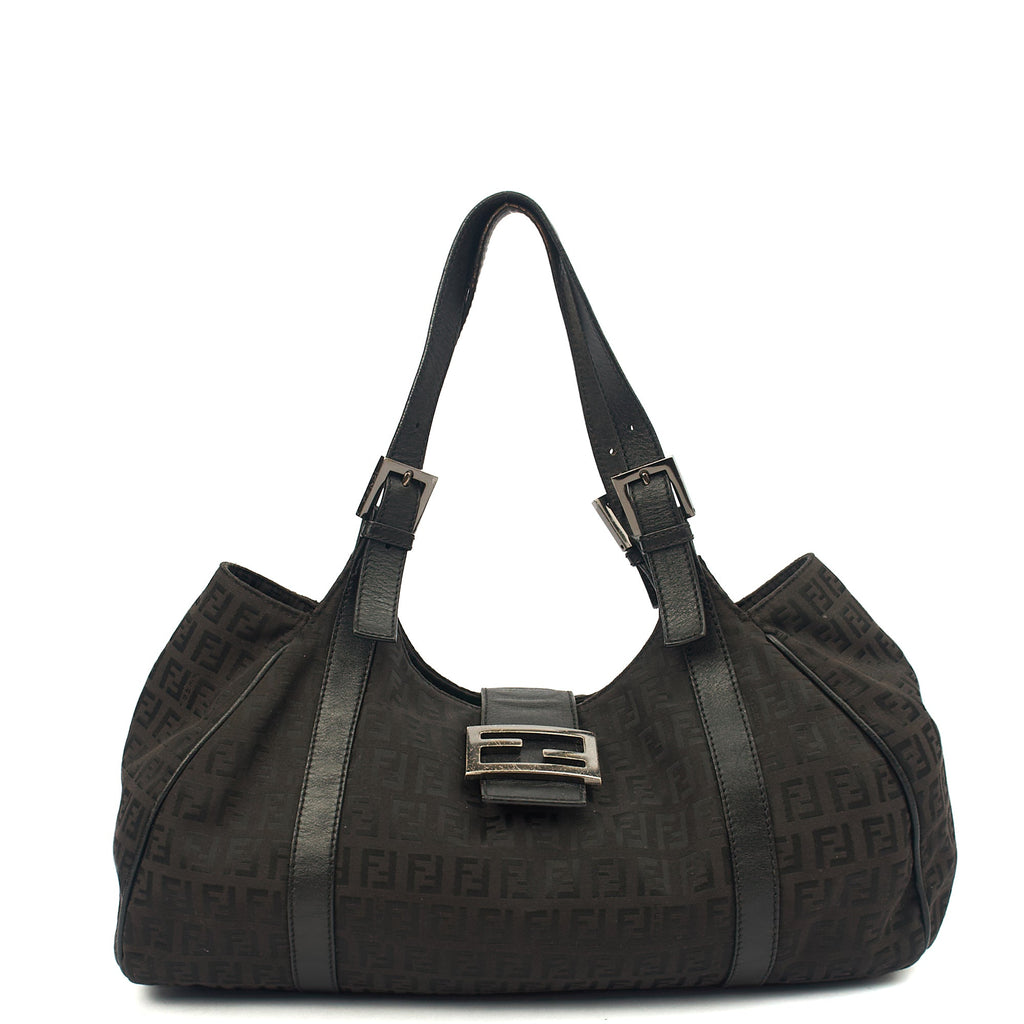 Fendi Shoulder Bag Zucca Tote in Black, Fabric