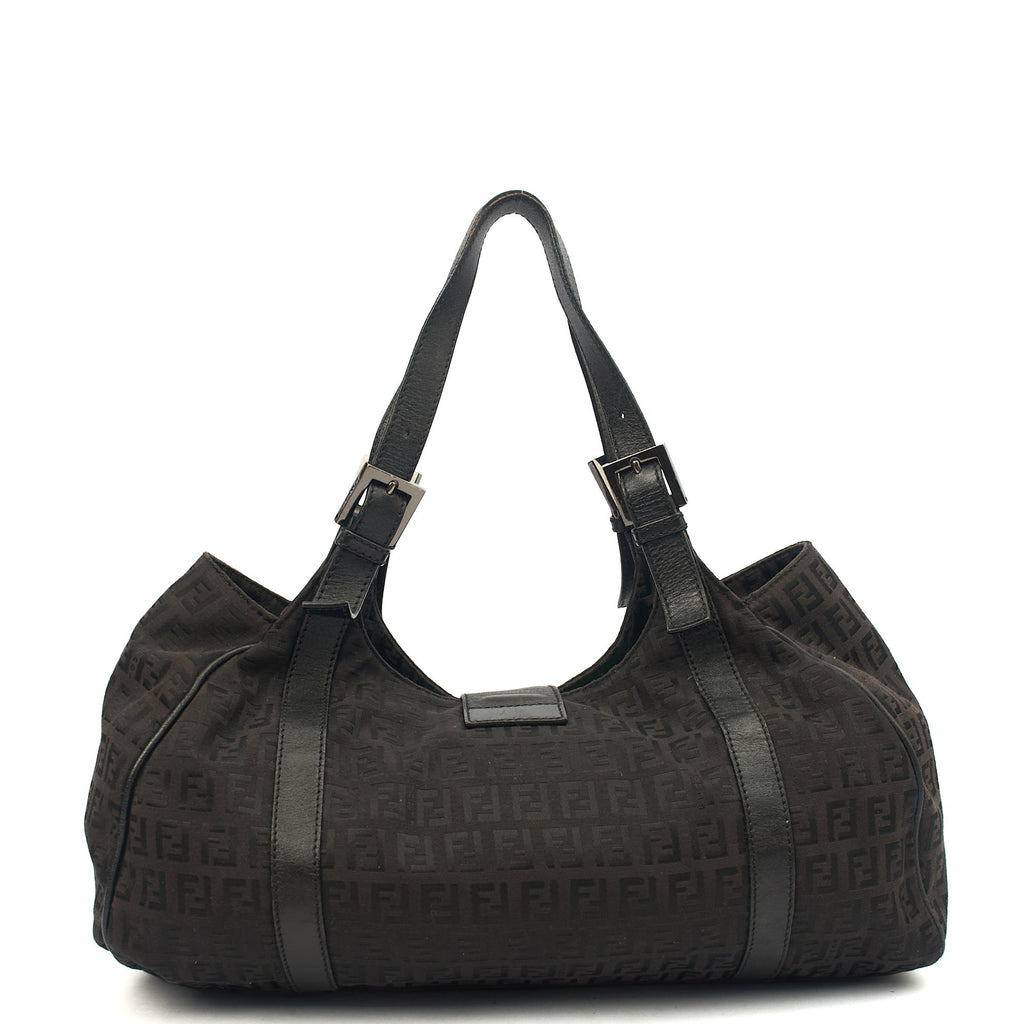 Fendi Shoulder Bag Zucca Tote in Black, Fabric