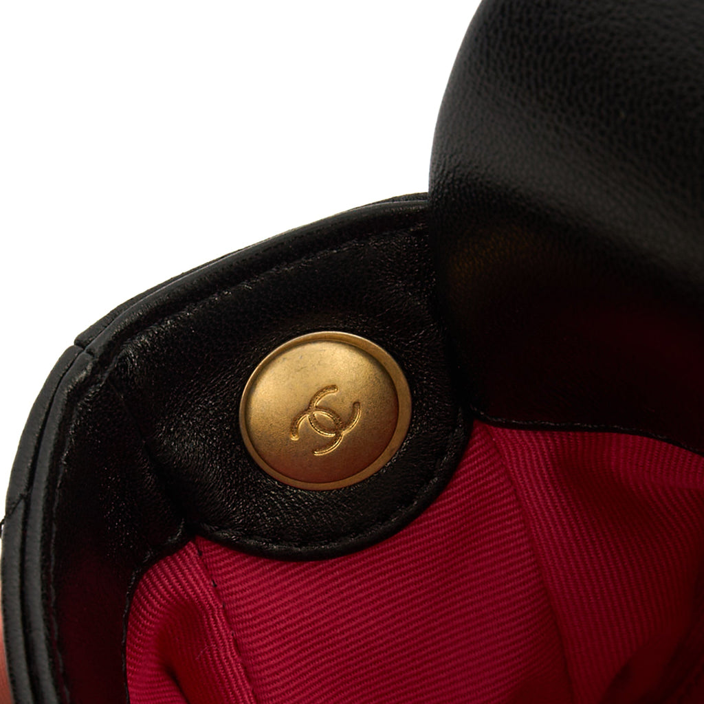 Chanel Cross Body Round Crossbody in Black, Lambskin Leather